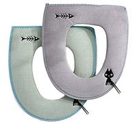 2 Housse de Siège de Toilette Universelle Coussin de Toilette Réutilisable Couvre-Lunette pour WC avec Fermeture Éclair, Coussin de Toilette Chauffant Doux Accessoire de Salle de Bain Décoratif