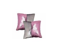 Wilson Gabor 2 housses de coussin carrées, coloris rose & argent, 40 x 40 cm