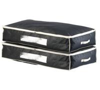 2 housses de rangement 86 L pour dessous de lit avec fenêtre transparente - Noir Infactory