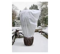 2 Housses d'hivernage bi-matière englobant plante + pot avec zip , cordons de serrage - MaxiFleece - Blanc - Ø 1x 2 x 2,10m