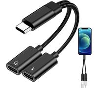 2 in 1.1 Piece Dual USB C Jack Adapter,Type C to 2 Type C,Dual Socket Compatible with Samsung,Huawei,Pixel,Durable and Portable TPE Cable