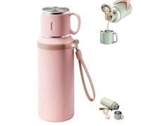 2 in 1 316 Stainless Steel Vacuum Insulated Bottle with Lidded Cup, Leakproof Wide Mouth Thermal Flask, Keep Drinks Hot Cold for Travel Gym School Hiking Work (Pink)