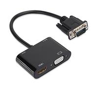 2 in 1 Adaptateur VGA vers HDMI,4K HD VGA Mâle vers HDMI VGA Femelle Convertisseur,GA Câble de Conversion Vidéo,VGA to HDMI VGA Audio Adaptateur pour Projecteur Informatique,Plug and Play