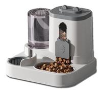 2 in 1 Automatic Cat Feeder with Stainless Steel Bowls,Gravityes Cat Feeder and Water Dispenser,for Small Medium Dog Puppy Kitten (Gray)