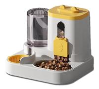 2 in 1 Automatic Cat Feeder with Stainless Steel Bowls,Gravityes Cat Feeder and Water Dispenser,for Small Medium Dog Puppy Kitten (Yellow)