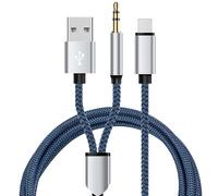 2 in 1 Aux Cable & Charging for iPhone in Car Light-Ning to 3.5mm Aux Cable to USB Charger,Braided Audio Cable,Car Stereo Headphone Jack Cable for iPhone 14