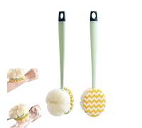 2-in-1 Bath Scrubber & Back Brush, Double-Side Body Scrubber, Double Sided Bath Brush, Extra Long Handle, Soft Bristles, Multi Scrubbing and Bathing Baths Scrubbers for Body (Green)