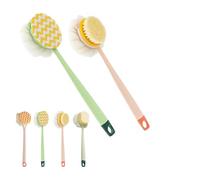 2-in-1 Bath Scrubber & Back Brush-Extra Long Handle, back scrubber for shower, Portable Shower Back Brush, Double-Sided Deep Cleaning, Wet or Dry (J)