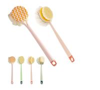 2-in-1 Bath Scrubber & Back Brush-Extra Long Handle, back scrubber for shower, Portable Shower Back Brush, Double-Sided Deep Cleaning, Wet or Dry (E)