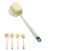 2-in-1 Bath Scrubber & Back Brush-Extra Long Handle, back scrubber for shower, Portable Shower Back Brush, Double-Sided Deep Cleaning, Wet or Dry (D)
