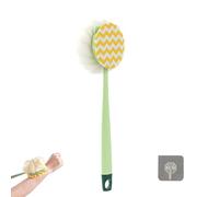2-In-1 Bath Scrubber & Back Brush - Extra Long Handle, Soft Bristles, Exfoliating Shower Ball, Back Scrubber for Shower, Wet or Dry (green)
