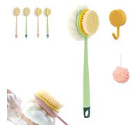 2-in-1 Bath Scrubber & Back Brush-Extra Long Handle,Soft Bristles, Exfoliating Shower Ball,for Skin Exfoliating Bath, Massage Bristles Suitable for Wet or Dry,Men and Women (Green-brush)
