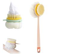 2-in-1 Bath Scrubber & Back Brush - Extra Long Handle, Soft Bristles, Exfoliating Shower Ball, Relaxation Bathing Tool for Men and Women (1PCS-B)