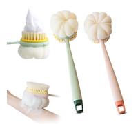 2-in-1 Bath Scrubber & Back Brush - Extra Long Handle, Soft Bristles, Exfoliating Shower Ball, Relaxation Bathing Tool for Men and Women (2PCS)