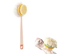 2-in-1 Bath Scrubber & Back Scrubber for Shower -Extra Long Handle, Soft Bristles, Long-Handled Back Cleaning Bath Brush with Bath Balls and Bristles (Pink(Bristle Version))