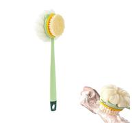 2-in-1 Bath Scrubber & Back Scrubber for Shower -Extra Long Handle, Soft Bristles, Long-Handled Back Cleaning Bath Brush with Bath Balls and Bristles (Green(Bristle Version))