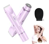 2-in-1 Bikini Trimmer & Body Shaver for Women - Painless Dual Ceramic Blades, IPX7 Waterproof Wet/Dry, Rechargeable Cordless Electric Razor for Face, Legs, Underarm & Intimate Areas (Purple)