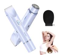 2-in-1 Bikini Trimmer & Body Shaver for Women - Painless Dual Ceramic Blades, IPX7 Waterproof Wet/Dry, Rechargeable Cordless Electric Razor for Face, Legs, Underarm & Intimate Areas (Blue)