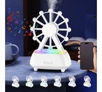 2-in-1 Bluetooth Speaker Ultrasonic Atomizer Humidifier,Rotating Ferris Wheel Essential Oil Diffuser with 7-Color RGB Light,USB Powered Smart Humidifier for Home Bedroom