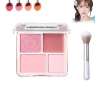 2 in 1 Blush Highlight Palette, 2 in 1 Powdery Cream Texture Blush & Highlighter, Matte Powder Blush Palette Long-Lasting 4-Color, Sculpt the Face Makeup, Suitable for All Skin Types(#03)