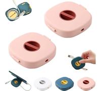 2 in 1 Cable Winder with Phone Stand, Durable Cable Organizer and Charging Stand, for Earphones, USB, and Charging Cables (Pink*2)