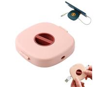 2 in 1 Cable Winder with Phone Stand, Durable Cable Organizer and Charging Stand for Earphones, USB, and Charging Cables, Portable Retractable Cord Organizer (Pink)