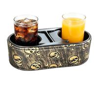 2-in-1 Car Cup Holder Extender & - Adjustable Drink Holder with Skull Design | Universal Car Seat Insert Storage Box for SUV, Truck, Van & Golf Cart