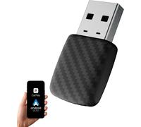 2 in 1 CarPlay and Android Auto Adapter, Plug & Play Mini Dongle with USB-A and USB-C Converts CarPlay Wired to Wireless, Compatible with iPhone and Android, Cars 2016+ (Motif Carbone)