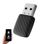 2 in 1 CarPlay and Android Auto Adapter, Plug & Play Mini Dongle with USB-A and USB-C Converts CarPlay Wired to Wireless, Compatible with iPhone and Android, Cars 2016+ (Motif Carbone)