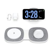 2 in 1 Chargeur Induction pour iPhone pour MagSafe sans Fil Pliable pour iPhone 17, 16, 15, 14, 13, 12 Series, pour Apple Watch 11 10 9 8 7 6 5 4 3 2 1 SE/Ultra, pour AirPods Magnétique Voyage