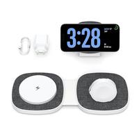 2 in 1 Chargeur Induction pour iPhone pour MagSafe sans Fil Qi Pliable pour iPhone 17, 16, 15, 14, 13, 12 Series, pour Apple Watch 11 10 9 8 7 6 5 4 3 2 1 SE/Ultra, pour AirPods Magnétique Voyage