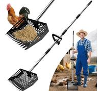 2-in-1 Chicken Poop Scooper - Sand Sifting Shovel & Rake | 74in Handle