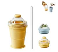 2-in-1 Collapsible Silicone Ice Ball Maker Cup, 2026 New Reusable Ice Sphere Mold with Straw Lid, Foldable Travel Cups, Leakproof Travel Tumbler, for Camping,Office,Summer Cold Drinks (Yellow)