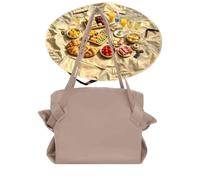 2-in-1 Convertible Picnic Mat Tote Bag,Foldable Picnic Blanket，Khaki