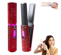 2-in-1 Cordless Hair Straightener and Curler, Portable Mini Cordless Flat Iron for Fine Soft Short Hair,Travel Rechargeable Hair's Curler, with 4800mAh Battery Rechargeable (Red)