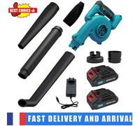 2-in-1 Cordless Lightweight Leaf vacuum & Garden Vacuum with 2 x battery, Collection Bag & 3 Nozzles For Clearing, Gardens, Patios