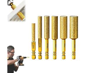 2 in 1 Diamond Hole Saw Drill Bit Set with Hex Shank, Brazed Dry Drilling Hole Opener Kit for Tile Glass Marble Granite Ceramic Stone Metal (6/8/10/12/14/16mm)
