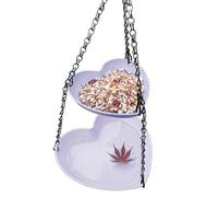 2-in-1 Double Layer Hanging Bird Feeder | PP Food Water Dispenser | 50cm Chain Outdoor Garden Station | Purple Blue Wild Bird Feeding Drinking Tray