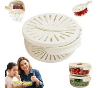 2 in 1 Draining and Preservation Basket, 2 in 1 Drainer and Strainer, Draining and Preservation Basket, Rotating Lid Mechanism, Multifunctional Fruit and Vegetable Washing Bowl(White,S)
