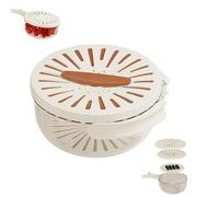 2-In-1 Draining and Preservation Basket, 2 In 1 Drainer and Strainer, Rotating Lid Mechanism, Foldable Handle, Multifunctional Fruit & Veggie Cleane (Brown,L)