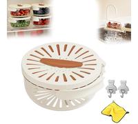 2-in-1 Draining and Preservation Basket, 2026 New Multipurpose Draining Basket with Lid & Foldable Handle, Fruit Vegetable Washing Bowl with Drain Hole for Kitchen (Brown, M)