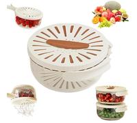 2 In 1 Draining And Preservation Basket, Draining Preservation Basket, Multifunctional Fruit And Vegetable Washing Bowl, Rotating Lid Mechanism, Simplify Washing & Storing (Brown,Large)