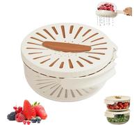 2-in-1 Draining and Preservation Basket, Multi-Functional Fruit and Vegetable Washing Bowl, Multifunctional Fruit Cleaner with Lid (Brown)