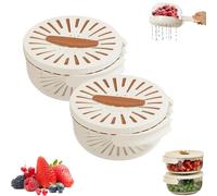 2-in-1 Draining and Preservation Basket, Multi-Functional Fruit and Vegetable Washing Bowl, Multifunctional Fruit Cleaner with Lid (2Brown)