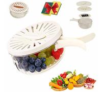 2-in-1 Draining and Preservation Basket: Simplify Washing & Storing, Multi-Functional Fruit and Vegetable Washing Bowl with Lid & Foldable Handle, Fruit Washing Bowl with Strainer (White,M)
