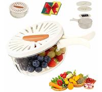 2-in-1 Draining and Preservation Basket: Simplify Washing & Storing, Multi-Functional Fruit and Vegetable Washing Bowl with Lid & Foldable Handle, Fruit Washing Bowl with Strainer (Brown,S)