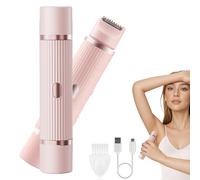 2 in 1 Dual Head Bikini Electric Shaver for Women Portable Razor, Wet & Dry Painless Hair Removal for Pubic Hair, Legs & Underarms (Pink)
