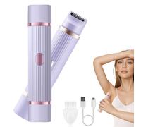 2 in 1 Dual Head Bikini Electric Shaver for Women Portable Razor, Wet & Dry Painless Hair Removal for Pubic Hair, Legs & Underarms (Purple)