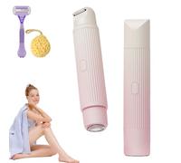 2-in-1 Electric Lady Shaver, Cordless Intimate Shavers for Women Bikini Trimmer, IPX7 Waterproof Wet & Dry Painless Hair Remover for Legs Underarms Face, USB Rechargeable Travel Razor (A-Rose)