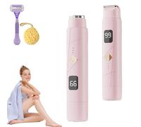 2-in-1 Electric Lady Shaver, Cordless Intimate Shavers for Women Bikini Trimmer, IPX7 Waterproof Wet & Dry Painless Hair Remover for Legs Underarms Face, USB Rechargeable Travel Razor (Rose)